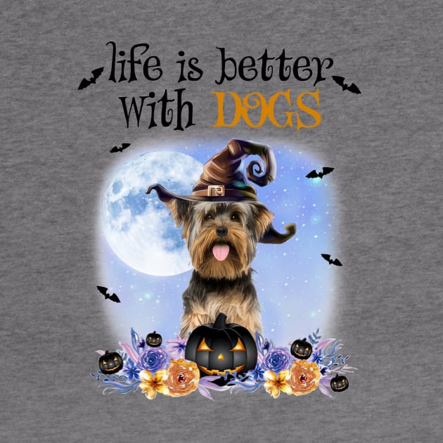 Yorkshire Terrier Witch Hat Life Is Better With Dogs Halloween by nakaahikithuy